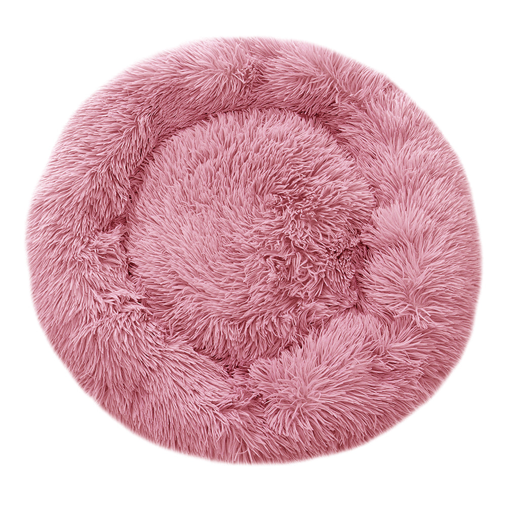 Calming Round Donut Plush Dog Cuddler Bed - Soft & Secure for Restful Sleep