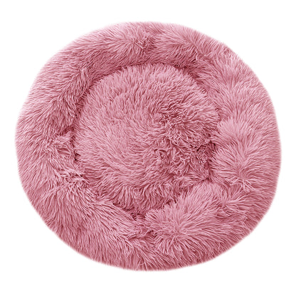 Calming Round Donut Plush Dog Cuddler Bed - Soft & Secure for Restful Sleep