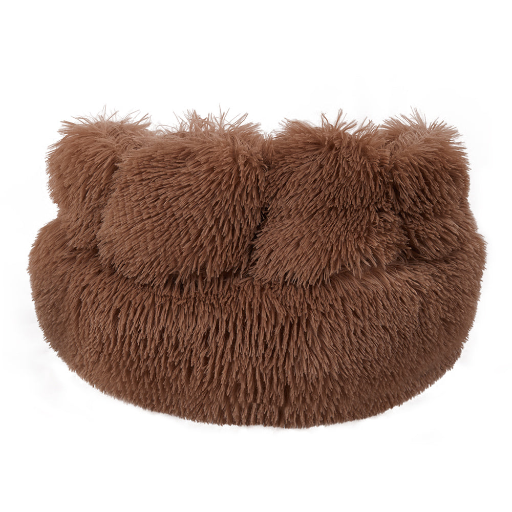 Soft Plush Round Pet Bed with Thickened Filling and Non-Slip Base