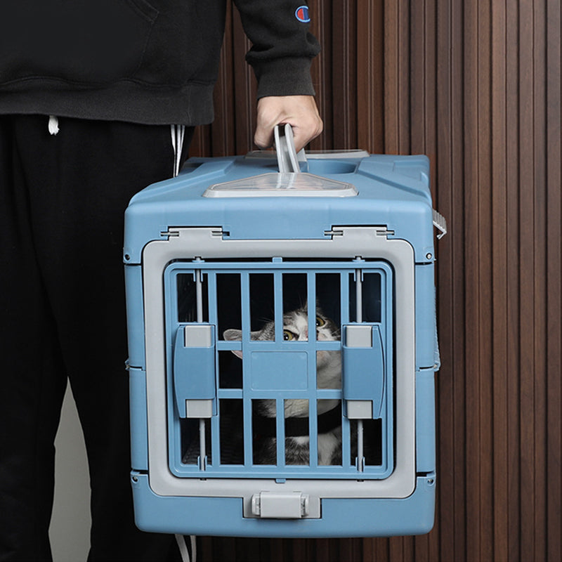 Foldable Hard-Shell Pet Travel Carrier with Ventilation and Lockable Front Door – Ideal for Vet Visits & Short Trips