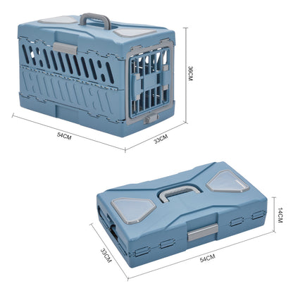 Foldable Hard-Shell Pet Travel Carrier with Ventilation and Lockable Front Door – Ideal for Vet Visits & Short Trips