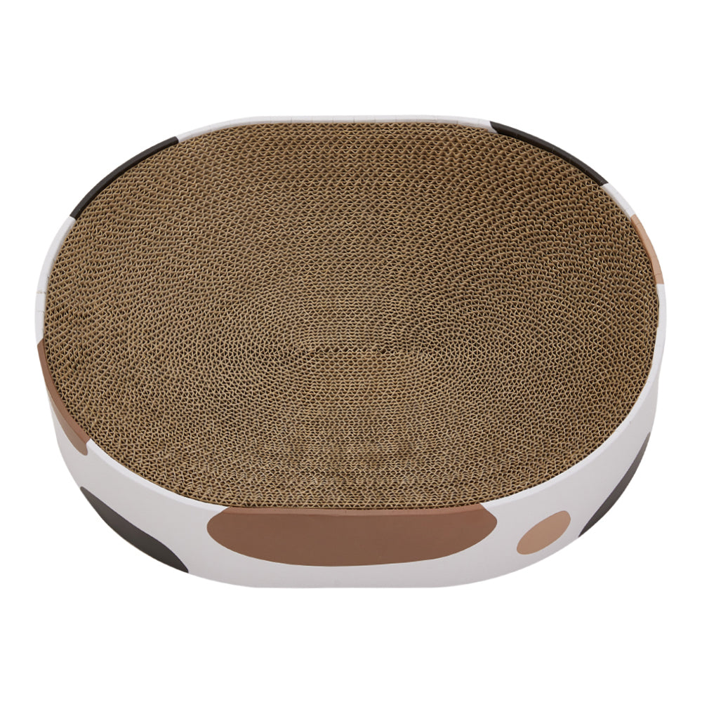 Oval Cardboard Cat Scratching Board & Pet Bed – Eco-Friendly Claw Scratcher and Cozy Resting Spot
