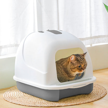 Durable Flip-Top Cat Litter Box with Odour Control & Scoop