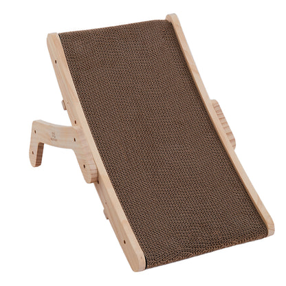 Reusable Cat Scratcher Bed with Dual-Sided Corrugated Surface and Wooden Frame