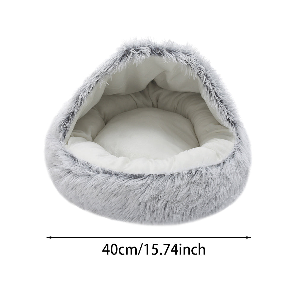 Soft Plush Semi-Enclosed Pet Bed – Cozy Retreat for Cats and Small Dogs