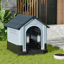 Weatherproof Plastic Dog House with Skylight and Secure Door