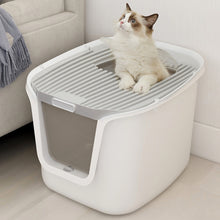 Splash-Proof Enclosed Cat Litter Box with Scoop & Teaser Toy – Odour Control, Dual-Door Entry, Easy-Clean Flip Lid