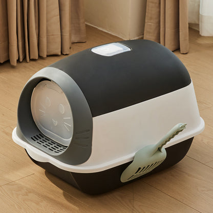 Detachable Hooded Cat Litter Box with Flip Top, Odour Control & Scoop – Compact & Easy Clean Design