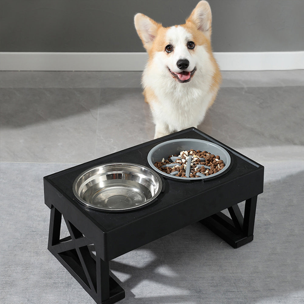Height Adjustable Elevated Pet Feeder wiHeight Adjustable Elevated Pet Feeder with Stainless Steel Bowls – 2 Bowls, Removable Designth Two Bowls and Stand, WM0213
