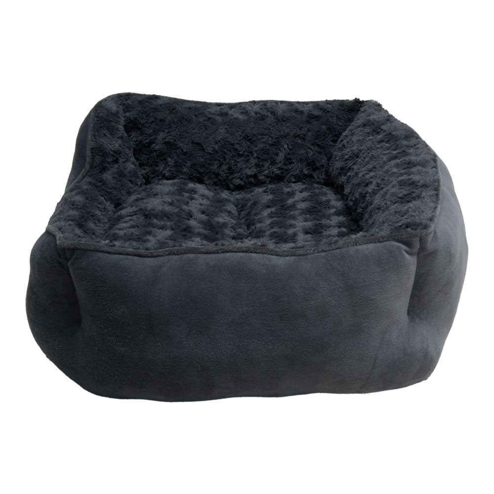 Dark Grey Pet Sleeping Bed – Cozy Faux Plush & Suede-Like Fabric with Removable Cushion for Cats & Dogs