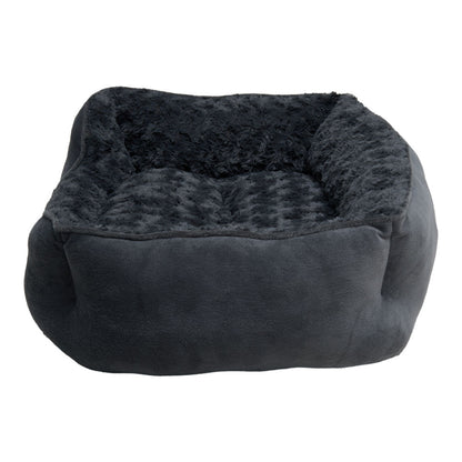 Dark Grey Pet Sleeping Bed – Cozy Faux Plush & Suede-Like Fabric with Removable Cushion for Cats & Dogs