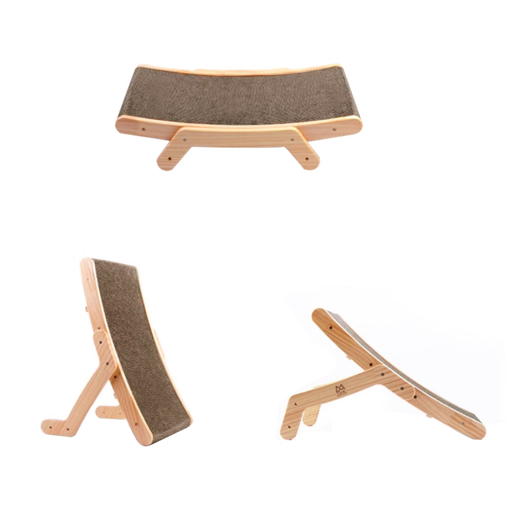 Reusable Cat Scratcher Bed with Dual-Sided Corrugated Surface and Wooden Frame