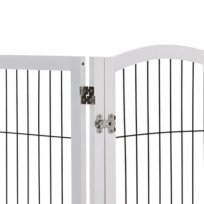 6-Panel Freestanding Wooden Pet Playpen – Foldable Safety Gate for Indoor Use