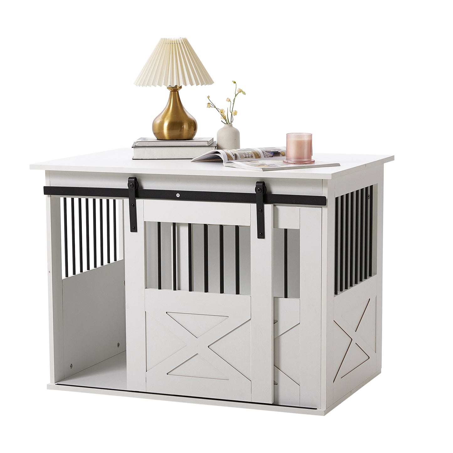 Wooden Dog Crate with Lockable Barn Door – Stylish & Secure Home for Dogs