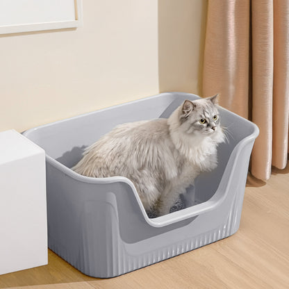Open Top Cat Litter Box with Scoop – Easy Entry & Spill-Proof Design