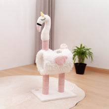 Flamingo Cat Scratching Post with Sisal Rope, Cozy Nest & Hanging Toy Ball – Space-Saving Design