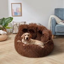 Soft Plush Round Pet Bed with Thickened Filling and Non-Slip Base
