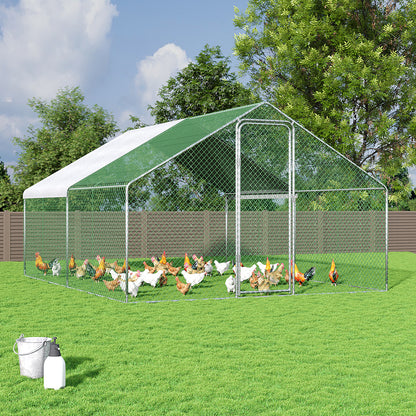 Metal Walk-in Chicken Coop Run with PE Tarpaulin – Secure Outdoor Poultry Enclosure for Chickens and Rabbits