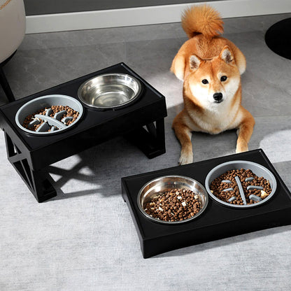 Height Adjustable Elevated Pet Feeder wiHeight Adjustable Elevated Pet Feeder with Stainless Steel Bowls – 2 Bowls, Removable Designth Two Bowls and Stand, WM0213