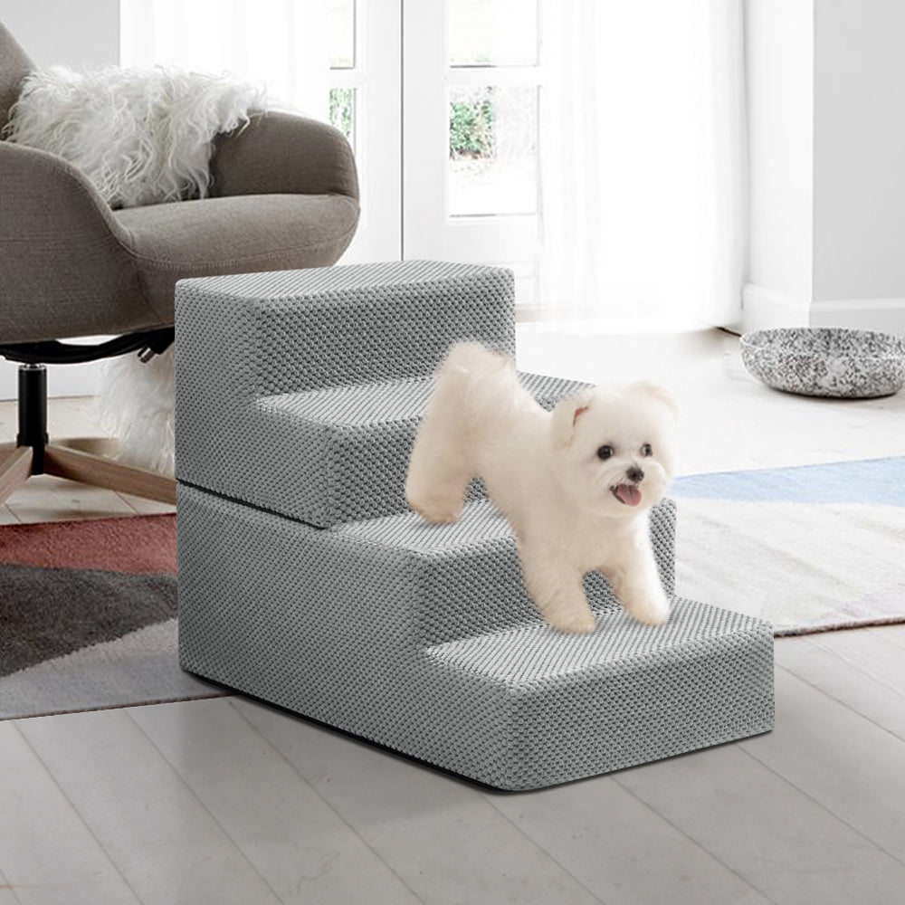 3/4/5-Step Non-Slip Dog Stairs with Washable Corduroy Cover – Grey