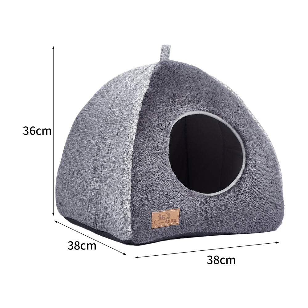 Plush Triangular Pet House – Cozy Enclosed Bed for Cats and Small Dogs