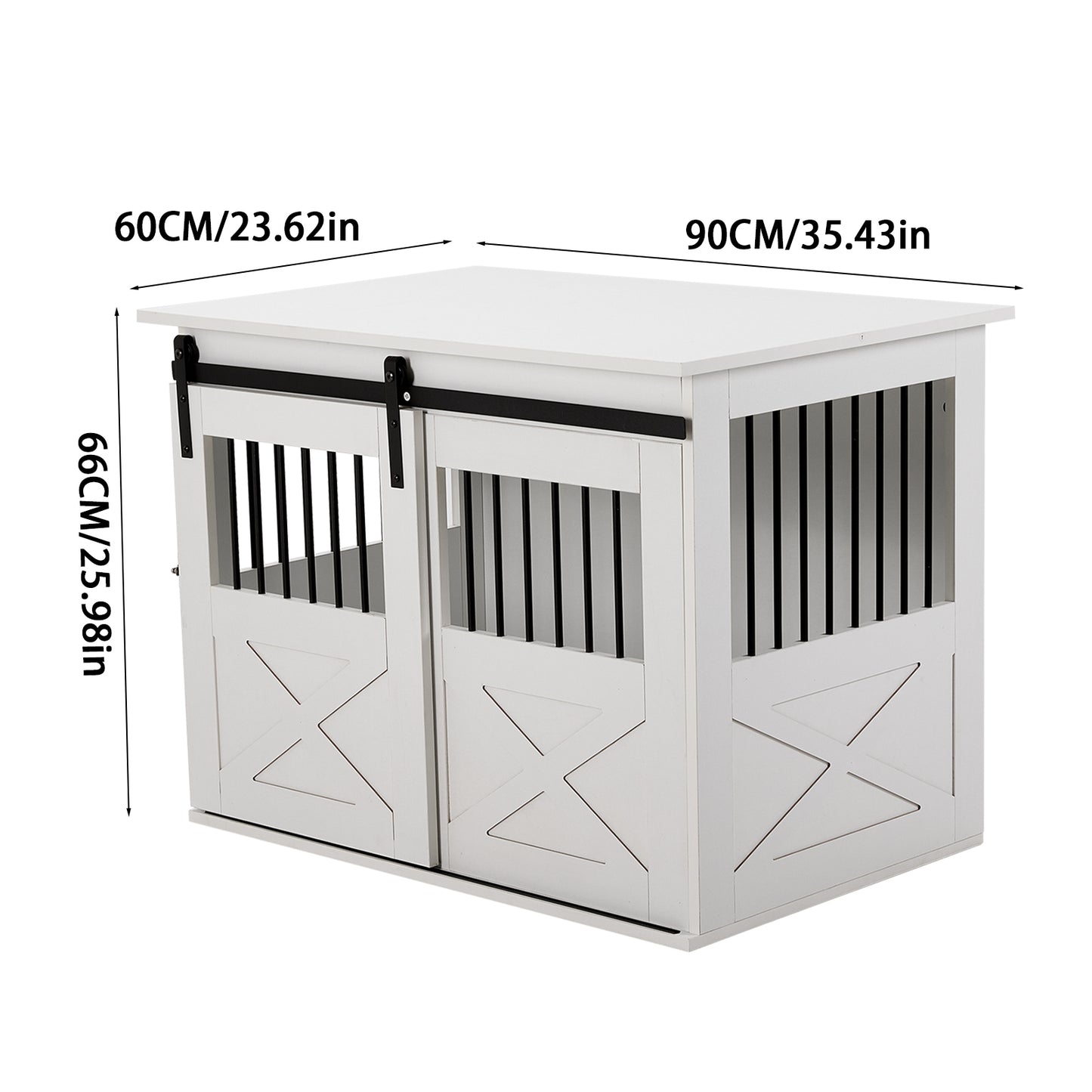 Wooden Dog Crate with Lockable Barn Door – Stylish & Secure Home for Dogs