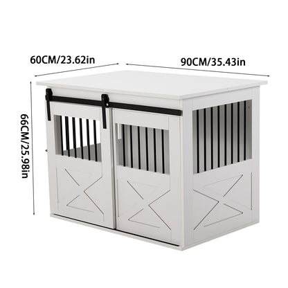 Wooden Dog Crate with Lockable Barn Door – Stylish & Secure Home for Dogs