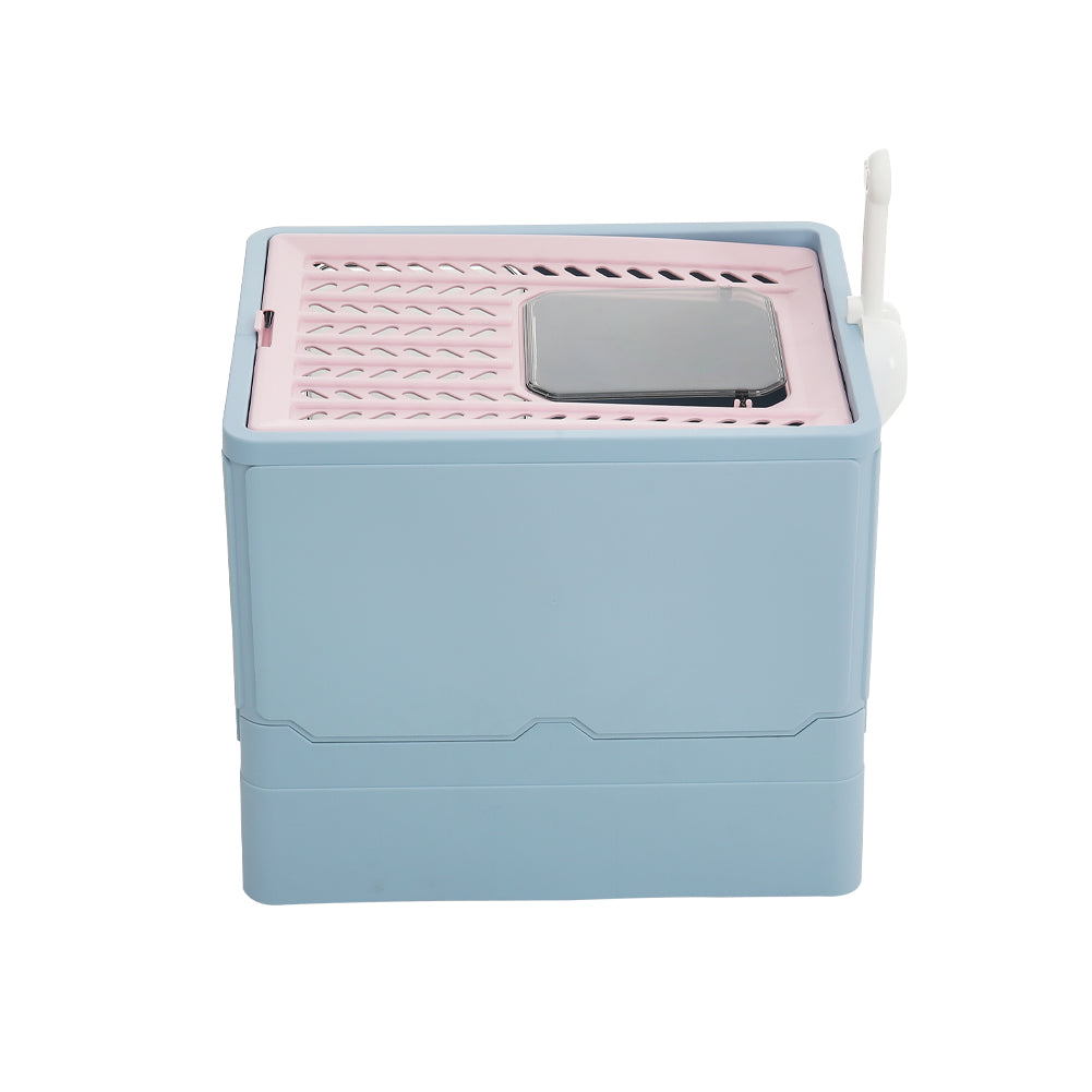 Foldable Enclosed Cat Litter Box with Pull-Out Drawer and Scoop – Odour-Controlled, Easy-Clean Design
