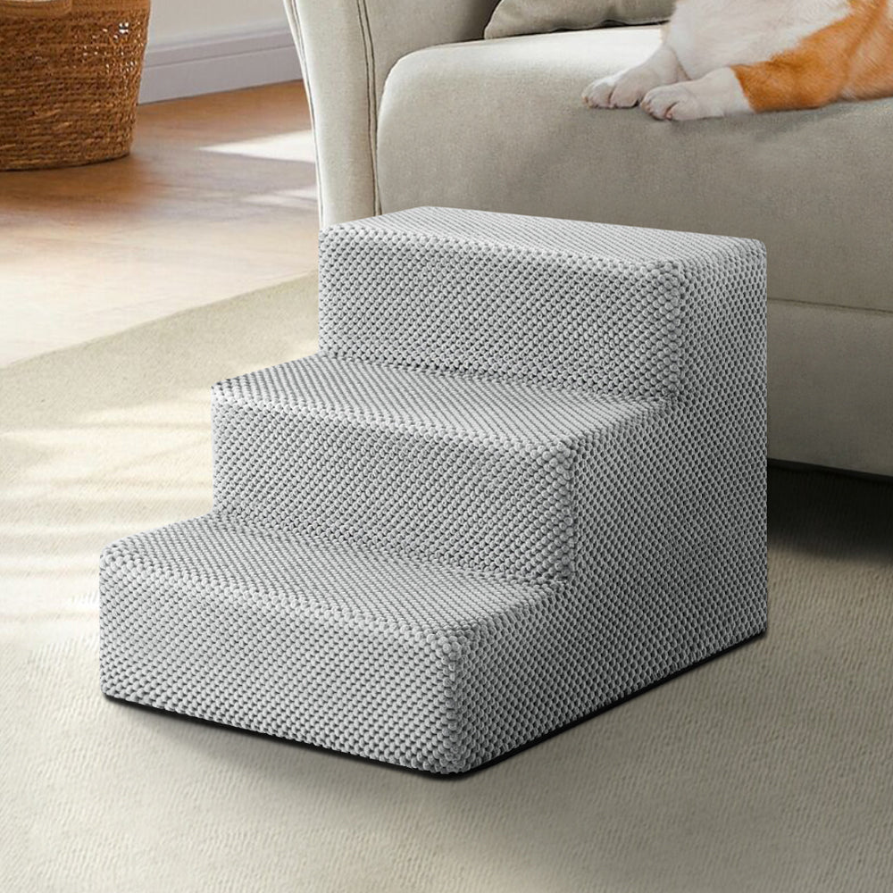 3/4/5-Step Non-Slip Dog Stairs with Washable Corduroy Cover – Grey