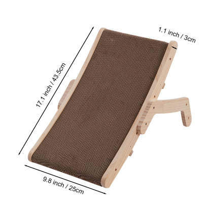 Reusable Cat Scratcher Bed with Dual-Sided Corrugated Surface and Wooden Frame