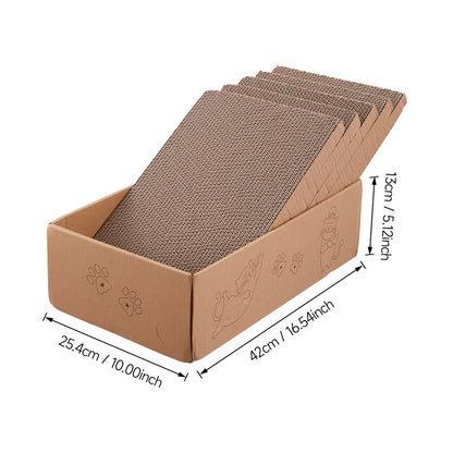5 PCS Reversible Cat Scratching Boards with Box – Durable Cardboard Scratcher & Bed for Cats