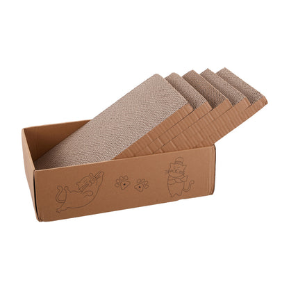 5 PCS Reversible Cat Scratching Boards with Box – Durable Cardboard Scratcher & Bed for Cats