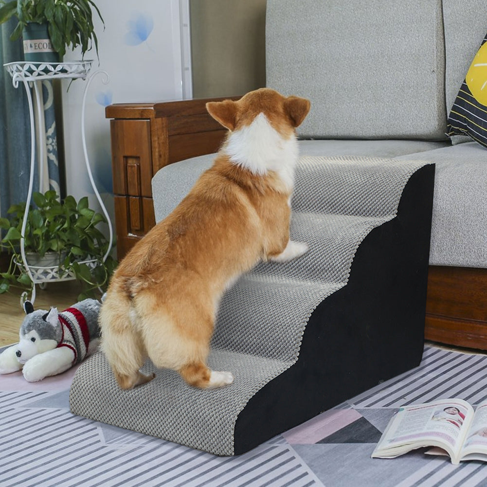 Soft Pet Stairs with Non-Slip Base – 2/3/4-Step Foam Ramp with Removable Washable Cover