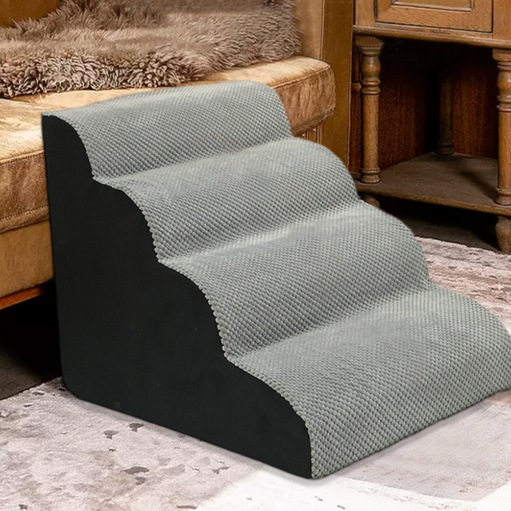 Soft Pet Stairs with Non-Slip Base – 2/3/4-Step Foam Ramp with Removable Washable Cover