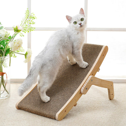 Reusable Cat Scratcher Bed with Dual-Sided Corrugated Surface and Wooden Frame