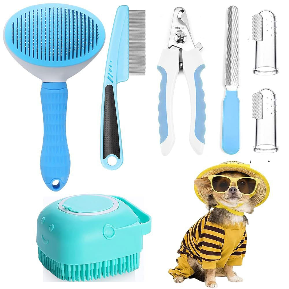 7-in-1 Pet Grooming Kit with Brushes, Nail Clippers & Toothbrush