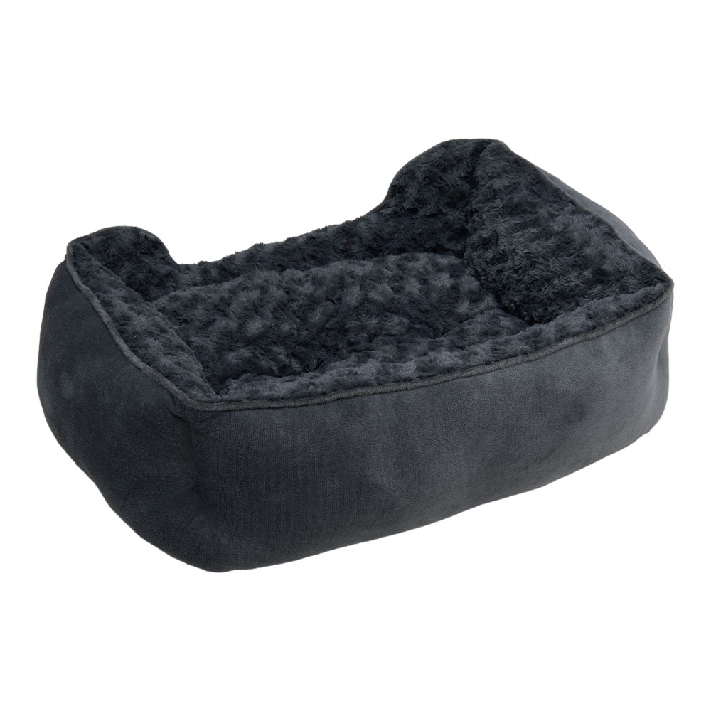 Dark Grey Pet Sleeping Bed – Cozy Faux Plush & Suede-Like Fabric with Removable Cushion for Cats & Dogs