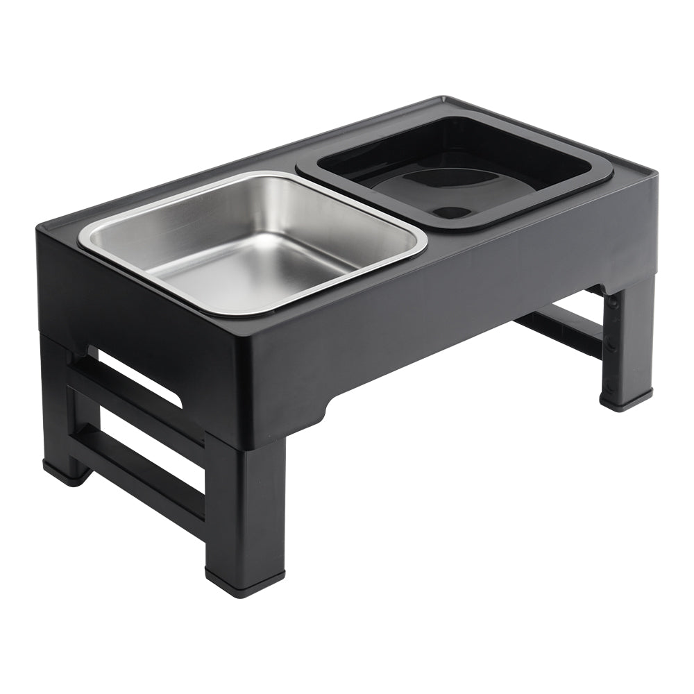 Height Adjustable Pet Feeder Stand – 2 Bowls (1.6L Food, 1L Water), Foldable, Spill-Resistant Design
