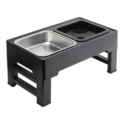Height Adjustable Pet Feeder Stand – 2 Bowls (1.6L Food, 1L Water), Foldable, Spill-Resistant Design