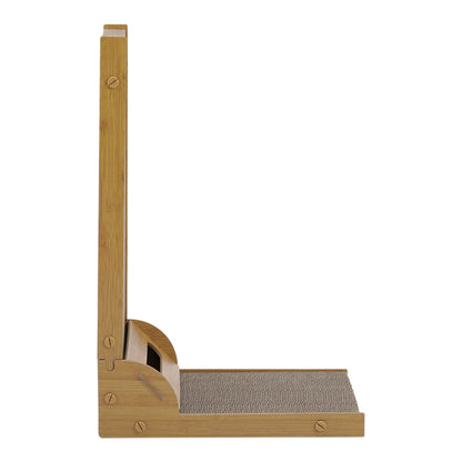 L-Shaped Cat Scratcher with Interactive Toys