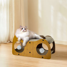 2-in-1 Cardboard Cat Scratching House with Tunnel and Resting Bed