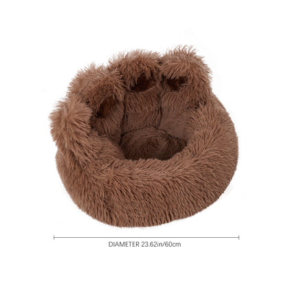 Soft Plush Round Pet Bed with Thickened Filling and Non-Slip Base