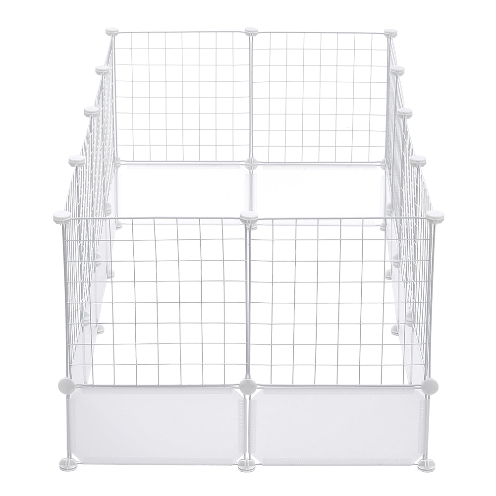 White Pet Playpen – Modular Indoor/Outdoor Playpen for Small Pets – Easy Assembly with Protective Floor Pads