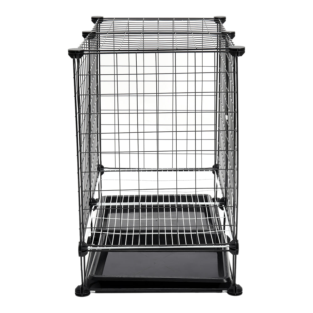 Foldable Black Dog Crate with Dual Removable Trays – Ideal for Small Breeds