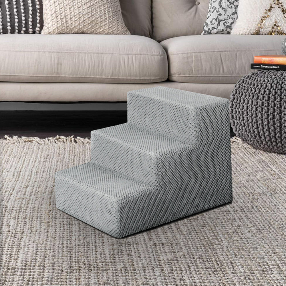 3/4/5-Step Non-Slip Dog Stairs with Washable Corduroy Cover – Grey