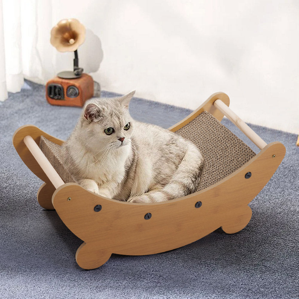 2-in-1 Cat Scratching Board & Lounge Bed – Creative Moon-Shaped Design