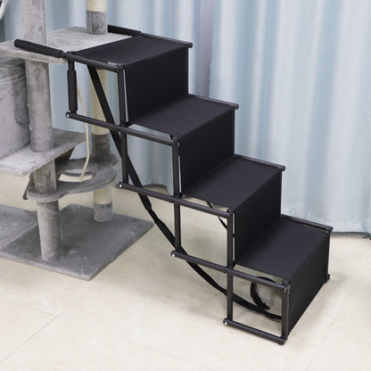 Lightweight Folding Pet Stairs - Adjustable Telescopic Ladder for Cats & Dogs