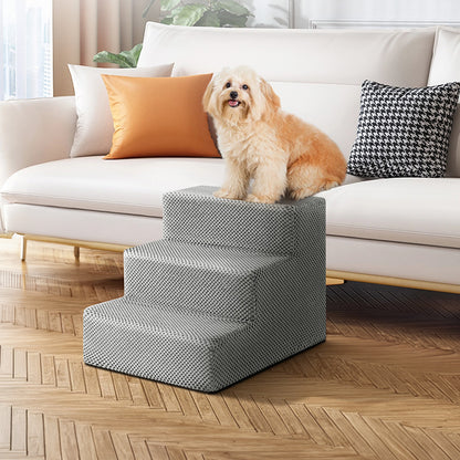 3/4/5-Step Non-Slip Dog Stairs with Washable Corduroy Cover – Grey