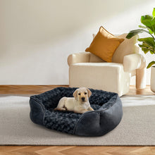 Dark Grey Pet Sleeping Bed – Cozy Faux Plush & Suede-Like Fabric with Removable Cushion for Cats & Dogs