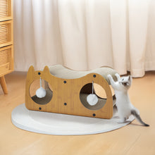 2-in-1 Cardboard Cat Scratching House with Tunnel and Resting Bed